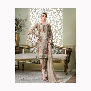 2024 alta calidad fuera del hombro vestido de baile vestido de novia de boda para mujeres paquistaníes Material de seda Salwar Kameez con encaje de flores - Product Image 2