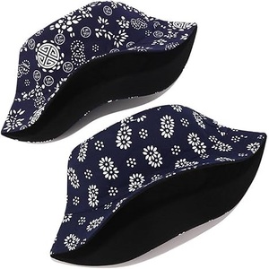 Hot Sale Spring Navy Blue Cotton <b>Bucket</b> <b>Hats</b> Floral Printed <b>Reversible</b> Fisherman <b>Bucket</b> <b>Hat</b> for Women - Product Image 3