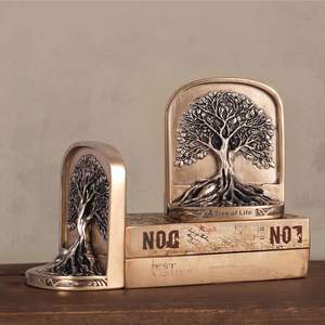 Sujetalibros de árbol de la vida de color bronce antiguo proveedor sujetalibros decorativos estantes o estantería antideslizante pesado - Product Image 3