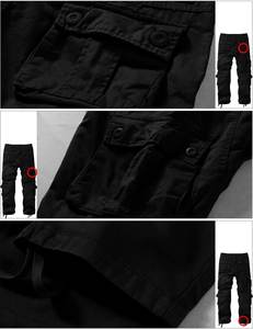 Pantalon de survêtement léger en toile de coton haute taille pour hommes pantalon de travail cargo foncé grand plat de sécurité utilitaire de construction - Product Image 5