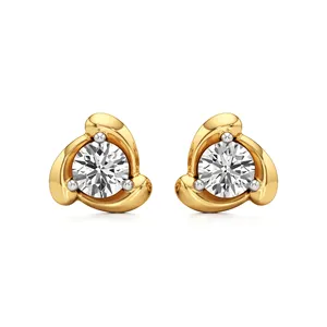 Boucles d'oreilles solitaires en or 14 carats avec diamant, en or rose, or blanc ou or jaune - Product Image 1