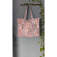 Handgefertigte Patchwork-Quilted-Baumwolltasche mit Reißverschluss und Blockdruck-Design für Winter/Frühling Sommer/Herbst Mode Personalisiertes Geschenk