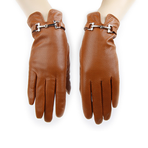 Dsane Gants d'hiver en cuir pour femmes Gants en cuir d'agneau chauds pour la conduite avec écran tactile Cadeaux de Noël - Product Image 1