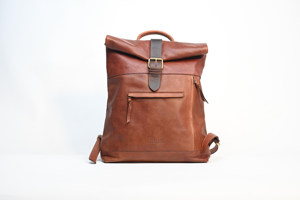 Top Grain Leather <b>Roll</b> Top <b>Backpack</b> Custom Logo Wholesale Business Rucksack Minimalist Urban Laptop Bag LTBP-0002 - Product Image 6