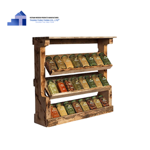 Top vente écologique Double niveau épices en bois Rack organisateur Unique ustensiles de cuisine approvisionnement du Vietnam en gros - Product Image 6
