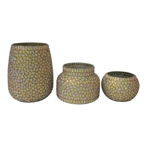 Récipients et bocaux en verre de bougie de nuances beiges multicolores vides de haute qualité fabriqués à la main pour la maison et le jardin uniques décoratifs de luxe - Product Image 2