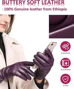 Gants en cuir d'hiver personnalisés pour femmes avec écran tactile et texto chauds pour la conduite Gants en peau d'agneau OEM - Product Image 3