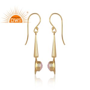 Dernière conception faite à la main 18K plaqué or Hydro Rose pierres précieuses boucles d'oreilles Demi fabricant de bijoux fins - Product Image 3