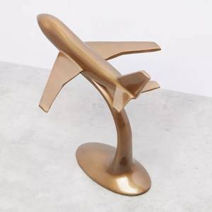 Escultura de avión de aluminio antiguo en base de granito Modelo de avión decorativo Adorno de escritorio Avión de estilo vintage - Product Image 4