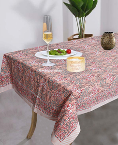 Bloc de main traditionnel indien imprimé motif multi floral ethnique salle à manger mariage 100% coton nappe imperméable jetable - Product Image 1