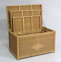 Pirates Box – Ensemble de 3 paniers de rangement multi-tailles en rotin écologique, couleur miel, design flexible, pour la lessive