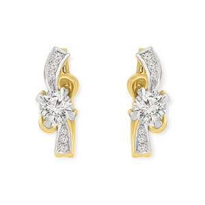 Mixed Metal <b>stud</b> Lab Grown Diamond <b>Earring</b> With 18k Yellow Gold IGI Certified Casual Wear American Diamond - Product Image 1