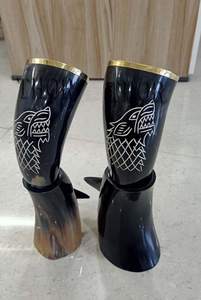 Cuerno para beber de búfalo pulido hecho a mano de la mejor calidad con soporte estilo Animal directamente de artesanías Naturales de La India - Product Image 5