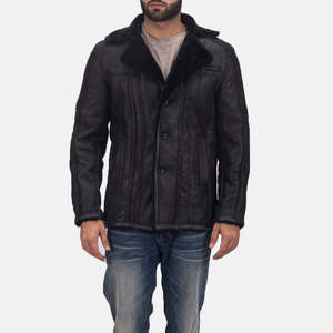 Abrigo de Cuero GLOBAL LEATHER para Hombre, Modelo Furcliff, Doble Cara, con Capucha, Estilo Vintage, Forrado de Lana, Tipo Gabardina - Product Image 3