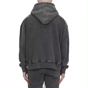Pull à capuche en polaire française lourde pour homme, série High Street délavée à l'acide, pull vintage surdimensionné délavé à la pierre - Product Image 6
