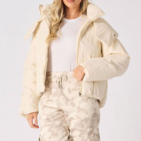 Chaquetas Acolchadas de Invierno para Mujer, Personalizadas al por Mayor, Cálidas, Transpirables, con Forro de Lana, Bordado de Camuflaje, Botones, OEM, con Tela de Nailon