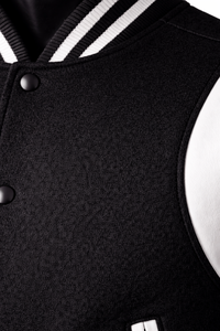 แจ็คเก็ตวาร์ซิตี้คุณภาพสูง ตัวเสื้อทำจากผ้าขนสัตว์ แขนเสื้อทำจากหนังแท้ ดีไซน์คอตั้ง กันน้ำ เหมาะสำหรับใส่ในฤดูหนาว แจ็คเก็ตวาร์ซิตี้ทันสมัยและมีสไตล์ - Product Image 5