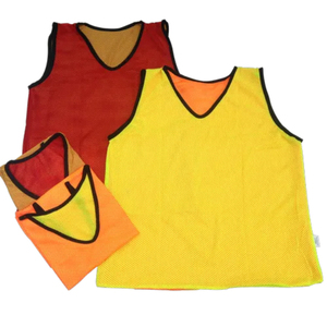 Manufacturer From India Sleeveless Nylon Reversible <b>Training</b> Mesh <b>Bib</b> Easily Hand Wash in Yellow and Red Colour - Product Image 1