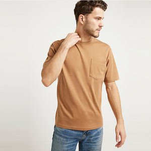 Camiseta de algodón 100% de verano para hombre, cuello alto transpirable, manga corta, ajuste Regular, respetuoso con el medio ambiente, diseño personalizado OEM sólido - Product Image 4