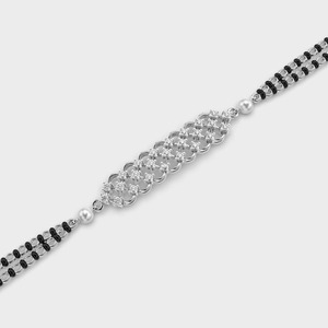 Pulsera Mangalsutra con Perlas y Diamantes Cultivados en Laboratorio, Corte Brillante Redondo, Certificados por IGI, en Oro Amarillo/Blanco/Rosa de 9K - Product Image 4