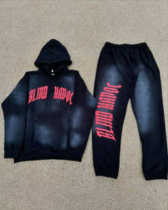 Ensemble de survêtement de sororité grecque personnalisé noir rouge à capuche et jogging, tenue Streetwear avec lettres gothiques, mode en gros - Product Image 6