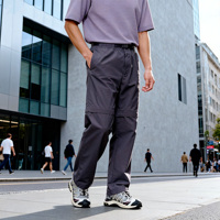 Pantalon de jogging sportif pour homme en tissu tissé léger, séchage rapide, couleur unie, taille mi-haute, avec cordon de serrage, idéal pour la randonnée et les loisirs