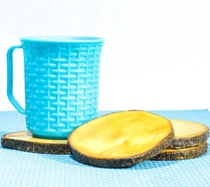 ชุดที่รองแก้วไม้ธรรมชาติแบบชนบทสำหรับชุดน้ำชา4ชิ้นทำจากไม้ธรรมชาติทำด้วยมือ100% จากไม้ธรรมชาติ - Product Image 3