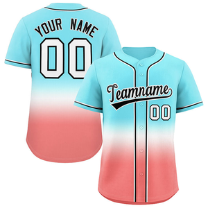 Maillot de baseball sublimé personnalisé uniforme d'équipe pour hommes bleu vert dégradé design géométrique personnalisé nom numéro vente en gros - Product Image 4