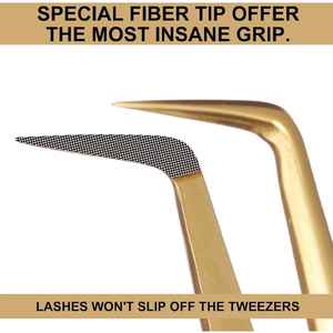 แหนบต่อขนตาแบบมืออาชีพ สแตนเลส 90 องศา ทนทาน ปลายหยัก ป้องกันไฟฟ้าสถิต สำหรับต่อขนตา - Product Image 5