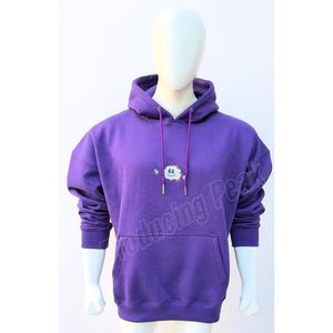 Sudadera con Capucha Personalizada para Hombre, Estilo Holgado, Color Morado, con Estampado de Nubes Bordadas, Ropa Urbana, Venta al por Mayor de Fábrica, MOQ Bajo, al por Mayor - Product Image 2