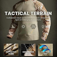 Meilleure vente hommes tactique 1/4 fermeture éclair à manches longues sweat-shirt durable camouflage imprimé vêtements de plein air avec poches pour l'hiver