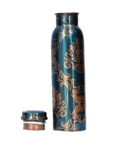 Botella de cobre de lujo pintada a mano Diseño de negocios moderno Flor esmaltada Logotipo personalizado Vasos de cerámica modernos para bebidas de agua - Product Image 1