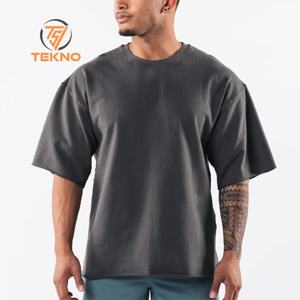 เสื้อยืด220GSM ฮิปฮอปผ้าฝ้ายคุณภาพสูงผ้าถักแบบเรียบยาวโอเวอร์ไซส์ปี100% - Product Image 2