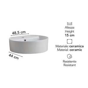 Lavabo Ovale in Ceramica Koricini da 44 cm, Design Italiano, Arredo Bagno Premium Stile Italiano D'Poggio - Product Image 3