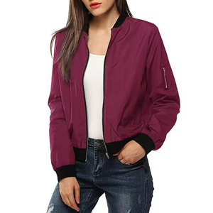 Wholesale Women's Fashion Lightweight Bomber <b>Jacket</b> Casual Zip Up Windbreaker <b>Pilot</b> Coat Slim Fit Varsity Outwear for Spring - Product Image 1