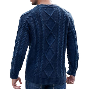 Premium personnalisé OEM ODM hommes 100% coton polaire hiver tricots pull pull col rond à manches longues - Product Image 2