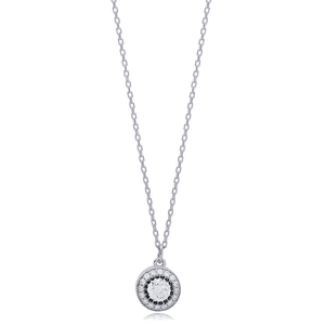 Collar con Colgante de Zirconia Redonda de Estilo Moderno, Joyería de Plata de Ley 925 Hecha a Mano en Turquía, Venta al Por Mayor - Product Image 5