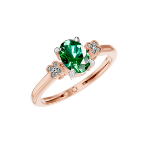 Elegante Anillo Clásico con 5 Piedras de Circonita, Chapado en Oro Rosa, Brillante Halo de Diamantes Naturales, Engaste de Plata Premium - Product Image 1