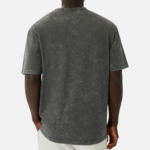 T-shirt à manches courtes à col rond lavé vintage pour hommes de qualité supérieure 100% coton t-shirt vierge avec logo personnalisé - Product Image 6