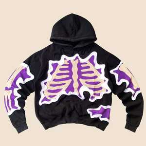 Sudadera con Capucha Extra Grande de 400g para Hombre, 100% Algodón, Forrada, de Alta Calidad, Personalizada, con Patrón de Letras Otoñales - Product Image 1