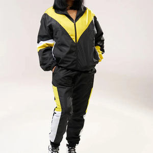 Traje cortavientos impermeable hecho a medida al por mayor conjunto transpirable resistente al agua de alta calidad cintura elástica sólida para primavera - Product Image 2