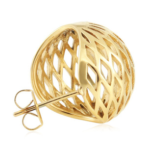 Pendientes de Acero Inoxidable Dorado de Alta Gama yunnique, Aros Redondos de Malla Hueca de Acero Inoxidable, Patrón Geométrico de 190 cm - Product Image 2