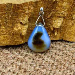 Collier en fil d'argent avec pierres précieuses en obsidienne bohème, bijoux en argent sterling fabriqués par des artisans avec chaîne en corde pour cadeau de mariage - Product Image 1