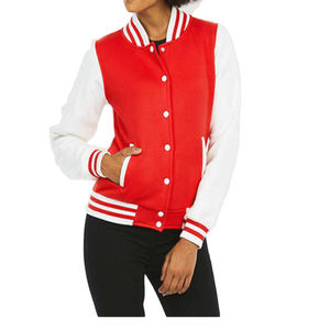 Vestes universitaires de sport décontractées pour femmes, dernier modèle, laine, corps et cuir, manches brodées en 3D, col montant, rayures, style de rue - Product Image 2