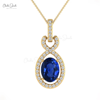 Mode féminine 2025 rubis naturel 7x5mm taille ovale pierre précieuse Bail pendentif 14k or blanc diamant Halo pendentif distributeurs en gros