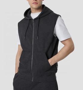 2024 nuevo estilo de alta calidad de talla grande para hombre con cremallera sin mangas con capucha OEM personalizado peso pesado relajado forrado Terry Logo al por mayor - Product Image 4