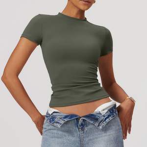 T-shirt de sport vintage d'été pour femmes de haute qualité coupe ample solide à manches courtes conception d'impression respirante - Product Image 2