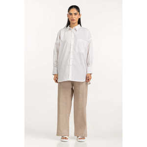 Chemises décontractées en lin pour femmes 100% lin WM-CS-SS25-518 Hauts pour femmes avec broderie de paillettes et dentelle, taille XL, style formel ample - Product Image 6