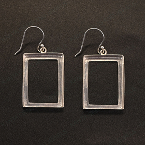 925 Sterling Silver 16x12mm Rectangle Shape Frame Dangle <b>Earrings</b> Setting for Women Good for Ashes Resin Work Keepsake Jewelry - Product Image 4