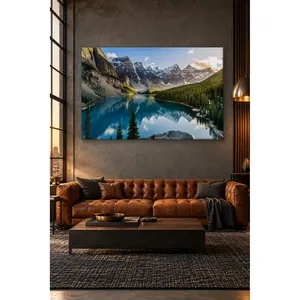 Impresión en lienzo de las montañas nevadas de Fida y el lago Moraine Turquesa - Product Image 5